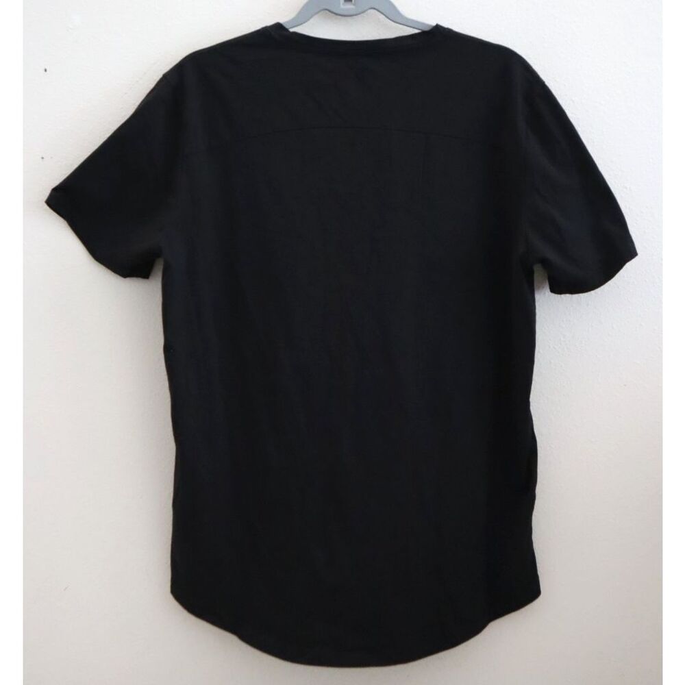 YOUNGLA 459 YLA2351 Men's Sz L Black Spellout Monochrome Fitted Workout T-Shirt - Picture 2 of 8